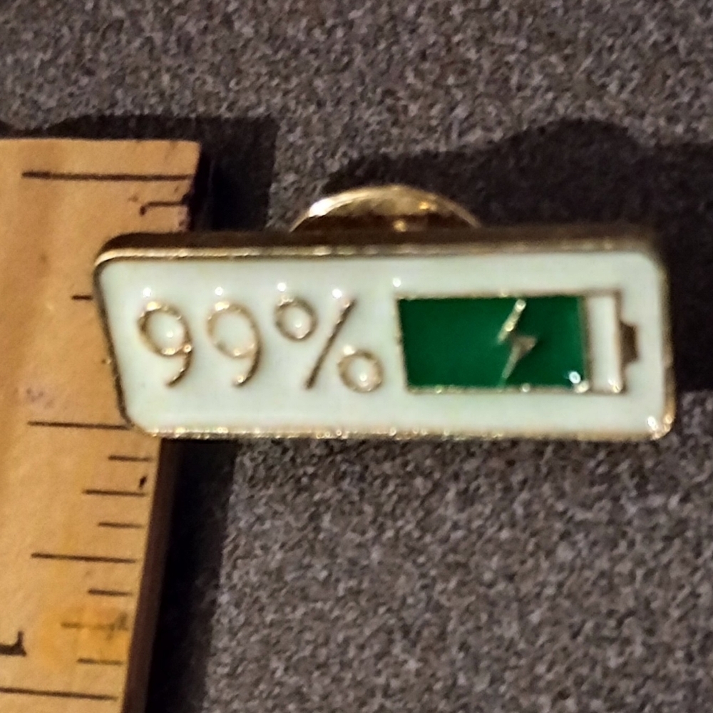 99% Battery Charging Charged Enamel Vintage Collectible Lapel Pin A-2